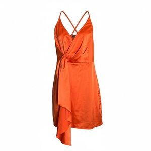 Venus orange satin mini dress
